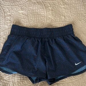 Nike Running Shorts – Dark Blue/Black with Red Accents (Fits Small)